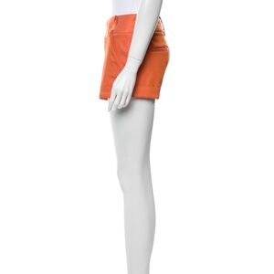 Alice + Olivia Orange Mid-Rise Shorts w/ Slit Pockets & Zip Closure
